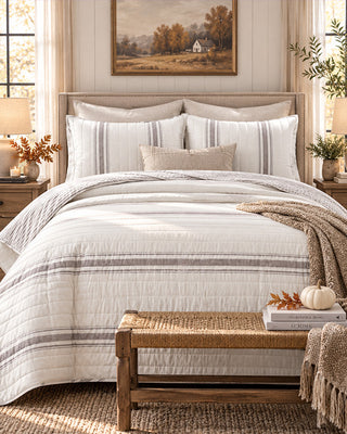 Countryside Stripe Cotton Quilt Set, Choose Your Size