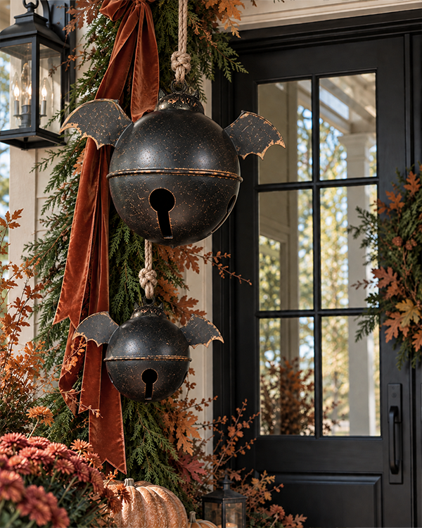 Batwing Hanging Iron Bells, Set of 2
