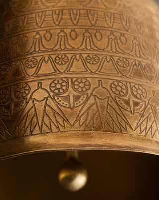 Antique Brass Bell with Decorative Wall Bracket