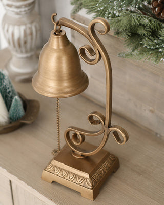Nostalgic Metal Bell on Stand 13 Inch Farmhouse Tabletop Christmas Decor