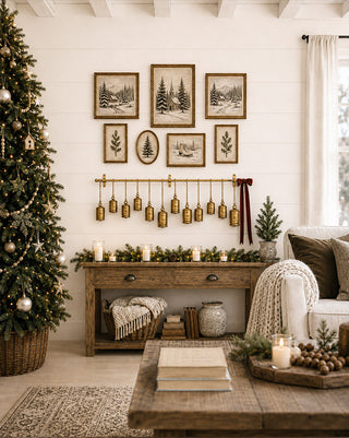 40 Inch Metal Bell Display Hanging Rope Wall Decor 12 Bells Holiday Accent