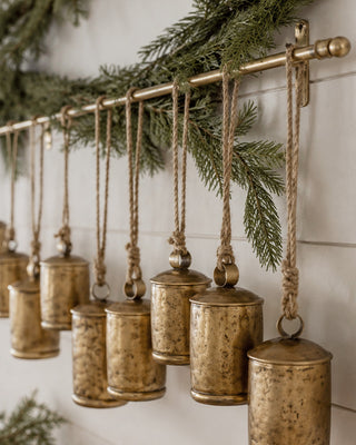 40 Inch Metal Bell Display Hanging Rope Wall Decor 12 Bells Holiday Accent