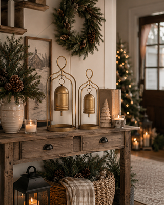 Metal Christmas Bells on Stands, Set of 2 Tabletop Holiday Decor
