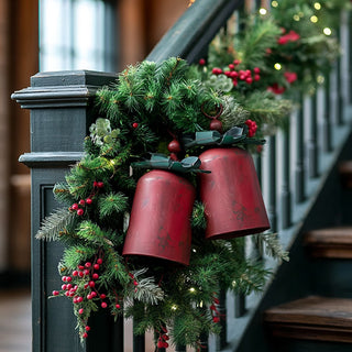 Holiday Harmony Metal Christmas Bell with Teal Bows