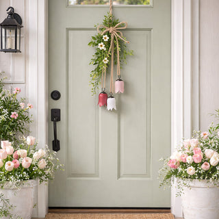 Front door spring tulip bell hanging decor