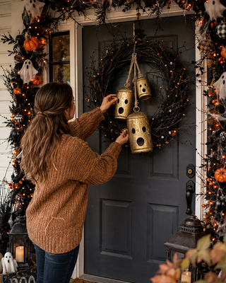 Hand-Cut Metal Halloween Bells, Set of 3, Choose Your Style
