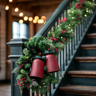 Holiday Harmony Metal Christmas Bell with Teal Bows