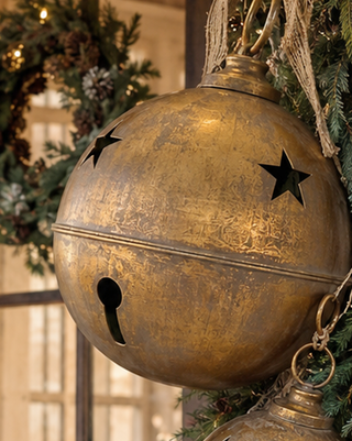 Oversized Rusted Finish Christmas Bells, Set of 4
