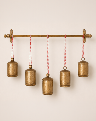 Metal Bell Wall Decor 21 Inch with Optional Peppermint Rope Holiday Wall Art