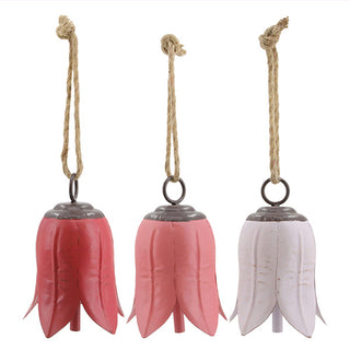 Pink and white tulip bell hanging set