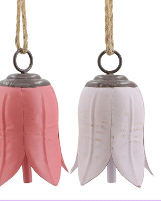 Hand-Painted Metal Tulip Bell Ornaments, Set of 3