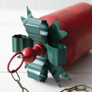 Holiday Harmony Metal Christmas Bell with Teal Bows