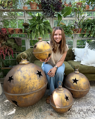 Oversized Rusted Finish Christmas Bells, Set of 4