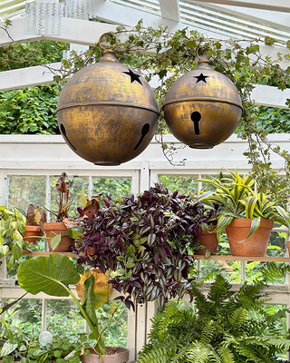 Oversized Rusted Finish Christmas Bells, Set of 4