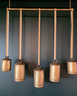 Metal Bell Wall Decor 21 Inch with Optional Peppermint Rope Holiday Wall Art