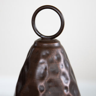 Distressed Bronze Hammered Metal Bells with Ring Handles, Set of 2