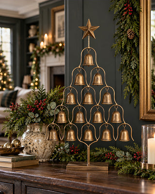 Fifteen-Bell Tabletop Christmas Tree with Star Topper