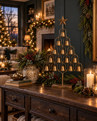 Fifteen-Bell Tabletop Christmas Tree with Star Topper