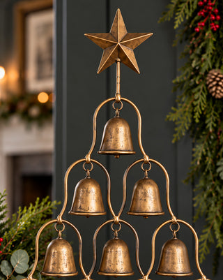 Fifteen-Bell Tabletop Christmas Tree with Star Topper