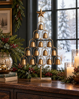 Fifteen-Bell Tabletop Christmas Tree with Star Topper