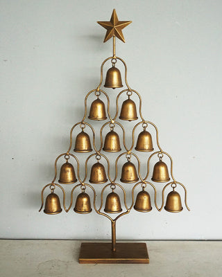 Fifteen-Bell Tabletop Christmas Tree with Star Topper