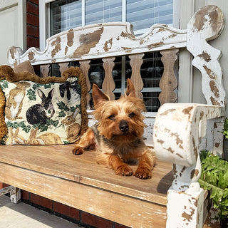 Distressed White Wood Spindle Bench with Arms | Indoor/Outdoor