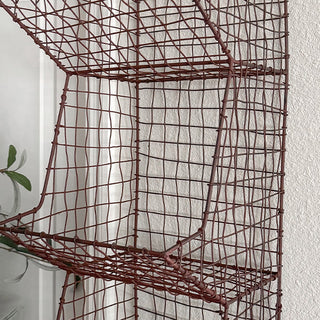 Close-up of distressed metal wire basket texture