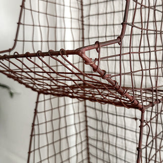 Detailed view of metal wire basket craftsmanship