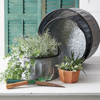 Galvanized Metal Nesting Bins with Handles, Set of Three