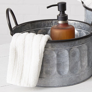 Galvanized Metal Nesting Bins with Handles, Set of Three