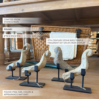 Set of 17th century stone bird temple fragments