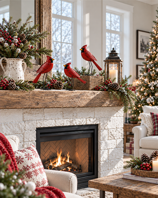 Standing Red Cardinal Figurines, Set of 3