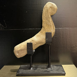 Close-up of a single 17th century stone bird temple fragment