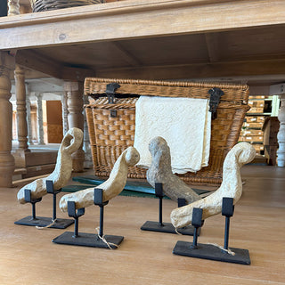 Group of four 17th century stone bird temple fragment