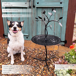 Outdoor iron bird bath fountain with pump included