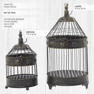 Vintage Metal Birdcage, Set of 2