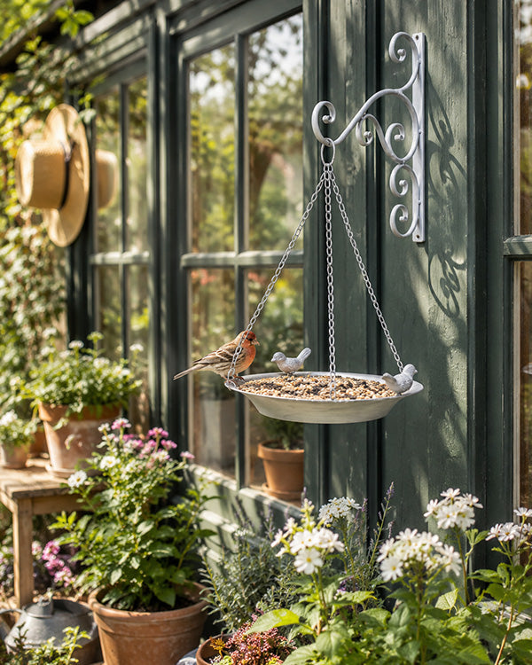 hanging plants for birds Pair of Birds Hanging Bird Feeder with Wall Bracket