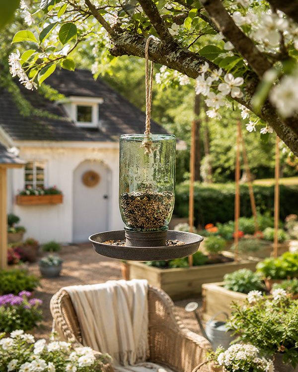 Mason Jar Bird Feeder Rustic Vintage Outdoor Garden Decor