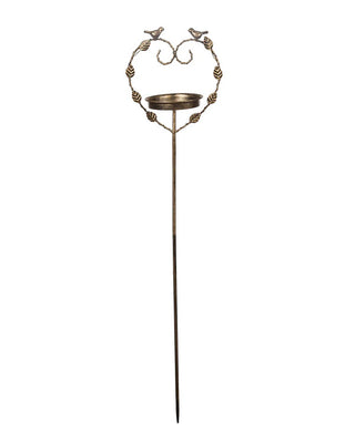 Iron Heart Birdfeeder Garden Pick Antique Brass Finish