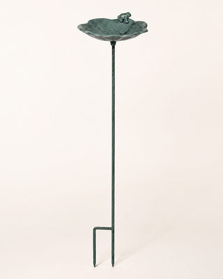 Outdoor Whimsical Iron Frog on Lily Pad Birdfeeder