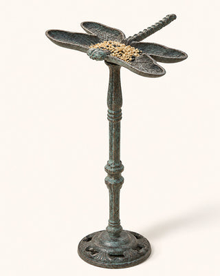 Cast Iron Dragonfly Bird Feeder Pedestal