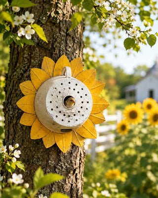 Metal Sunflower Wall Birdhouse Functional Outdoor/Indoor Garden Decor