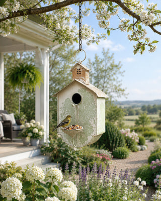 Green Vintage Outdoor Functioning Metal Birdhouse