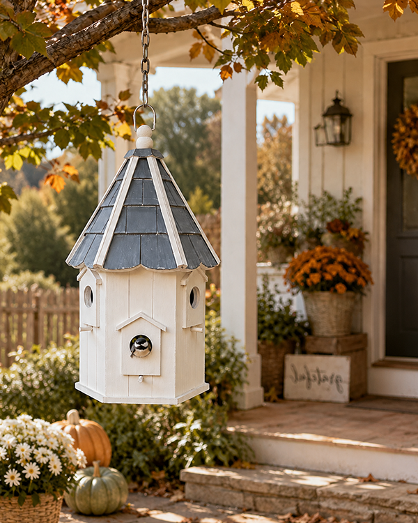 HUGE Victorian Inspired Wooden Round Bird House