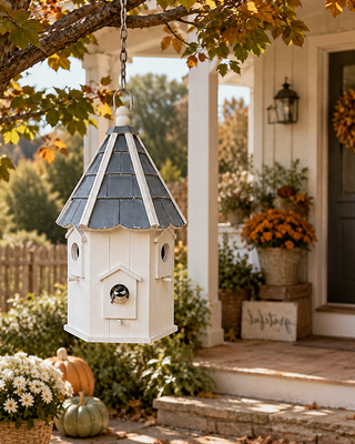 HUGE Victorian Inspired Wooden Round Bird House