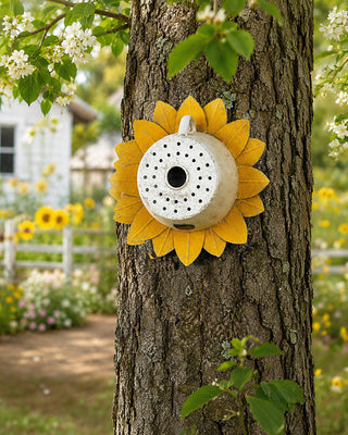 Metal Sunflower Wall Birdhouse Functional Outdoor/Indoor Garden Decor