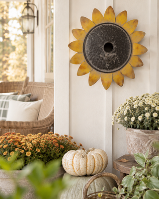 Metal Sunflower Wall Birdhouse with Clean-Out