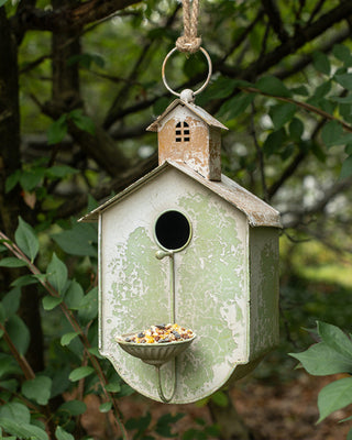 Green Vintage Outdoor Functioning Metal Birdhouse