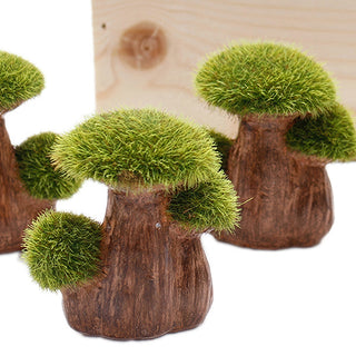 Faux Moss Mushroom Figurines, Set of 6