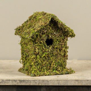 Moss-Covered Wood Birdhouse